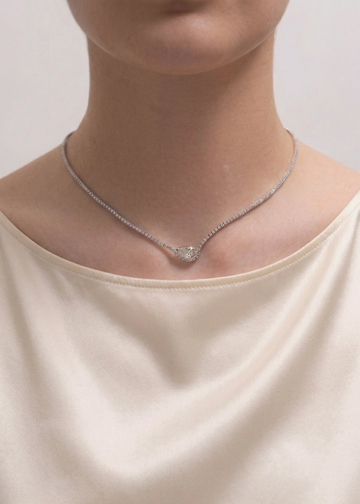 Pear Diamond Trace Eternity Necklace