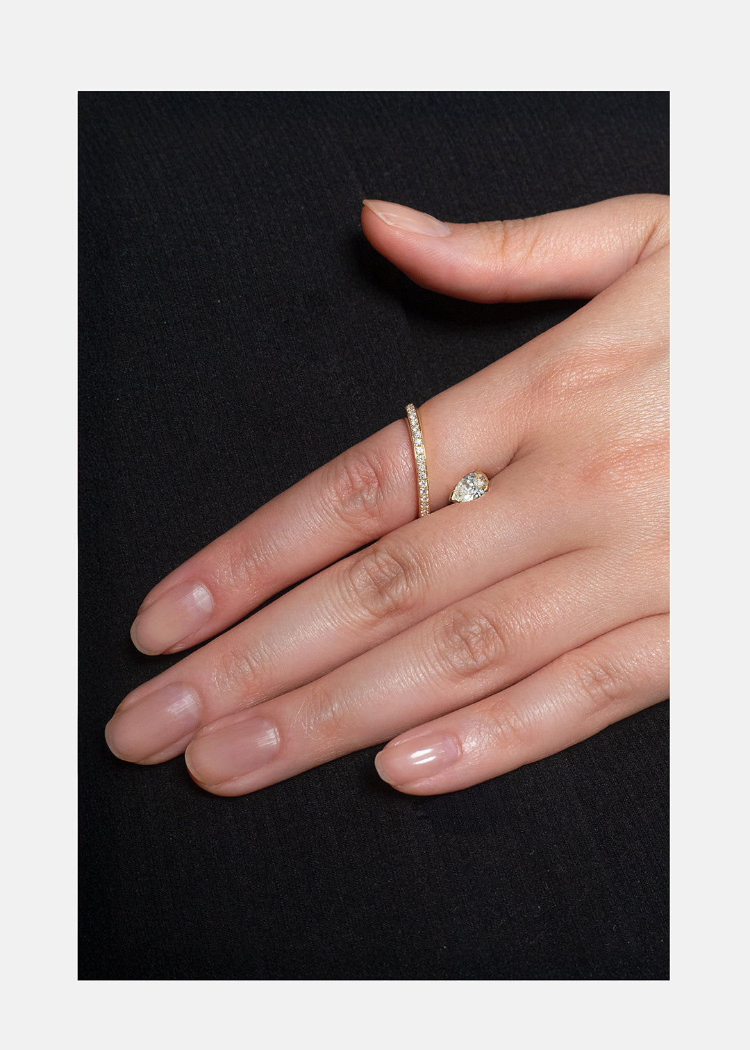 Pear Crescendo Flare Pavé Ring