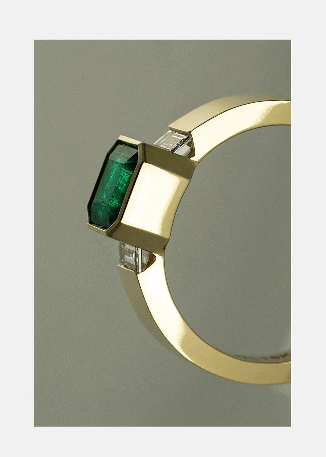 Asscher Emerald Shadow Signet Ring
