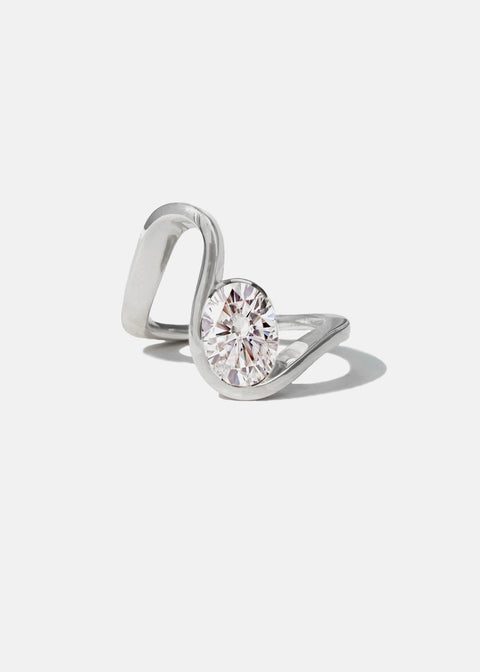 Oval Diamond Ribbon Trace Ring