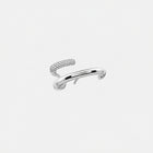 Silver Mono Half Pavé Earring