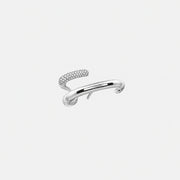 Silver Mono Half Pavé Earring