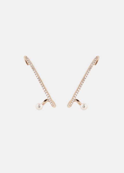 Crescendo Flare Pearl Pavé Earring