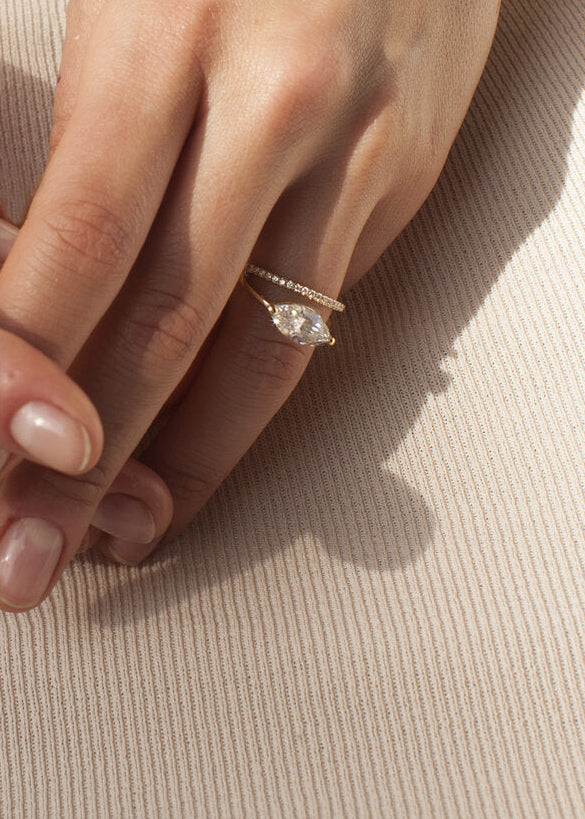Marquise Sunset Pavé Ring