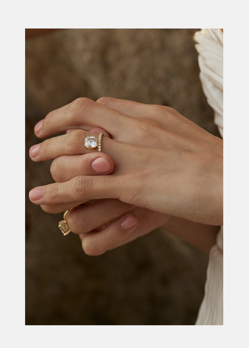 Floating Asscher Diamond Ring