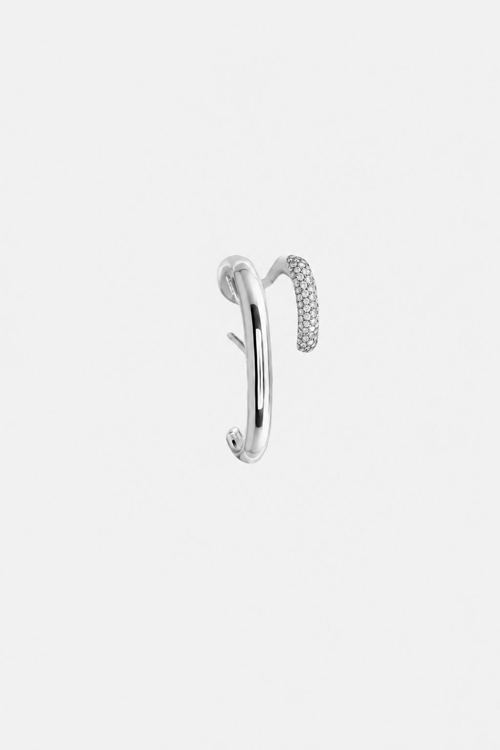 Silver Mono Half Pavé Earring