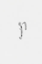 Silver Mono Half Pavé Earring