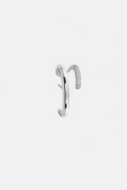 Silver Mono Half Pavé Earring
