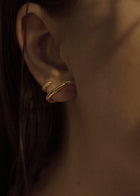 Silver Mono Half Pavé Earring