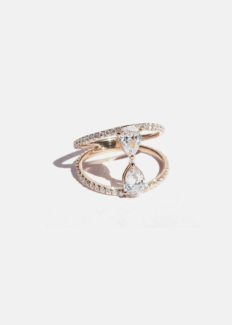 Duét Pear Pavé Ring