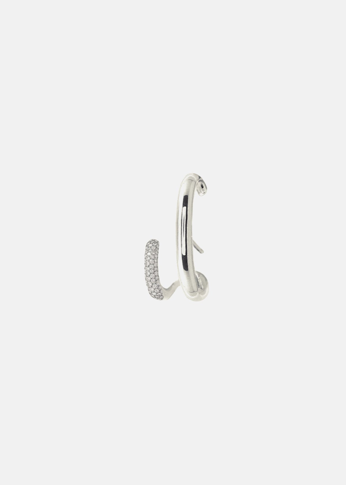Silver Mono Half Pavé Earring