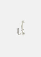 Silver Mono Half Pavé Earring
