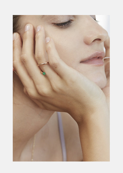 Emerald Asscher Pin Ring