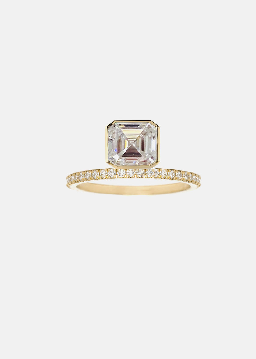 Floating Asscher Diamond Ring