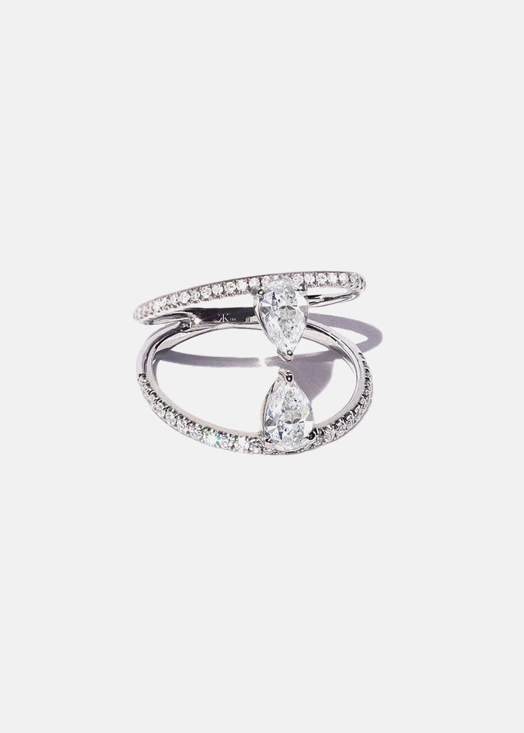 Duét Pear Pavé Ring